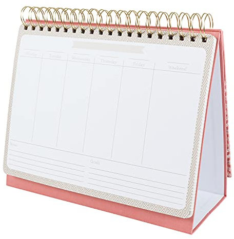 C.R. Gibson PEC-24050 Undatierter Wochenkalender für die Planung, 52 Seiten, 26,7 cm B x 21,6 cm H, pfirsichfarben bestickt
