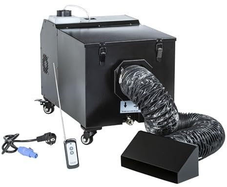 LightmaXX Vega Mini Low Fog Bodennebelmaschine - Kompakt, Wasserbasis, 1250 Watt, 1L Fluidbehälter, 7L Wassertank, DMX-Steuerbar, Fernbedienung, Umweltfreundlich, Ideal für 100m² Fläche