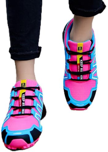 WUHX Fahrradschuhe Damen, Lock-Free Radfahren Wanderschuhe rutschfeste Atmungsaktive MTB Rennradschuhe Reiten Turnschuhe,Blue-40