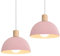 iDEGU 2 Stück Ø20cm Hängelampen Retro E27 LED Hängeleuchte Moderne Skandinavisch Deckenleuchte aus Metall Holz Pendelleuchte für Schlafzimmer Esszimmer Küche Restaurant (Rosa, 2 Lampen)