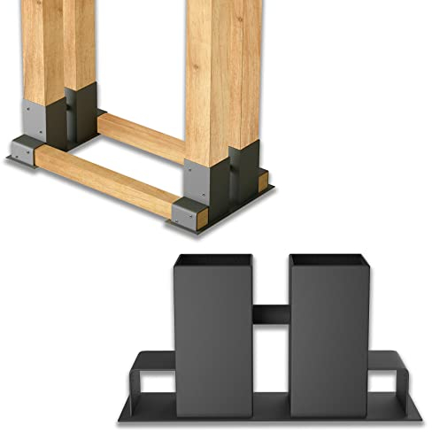 Froadp 8x Schwarz Kaminholzstapelhilfe Metall Holzstapelhilfe Gespritztes Eisen Holzstapelhalter Stabile Brennholz Stapelhilfen Gestell Holzwiegen Kaminholzhalter für Kaminholz Brennholzregal Außen