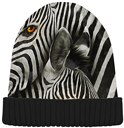 YOUJUNER Beanie-Mütze Zebra-Design Winter Mütze für Herren und Damen, Warme Beanie Knit Cuffed Weiche Cuffed Hat Unisex-Mütze Watch Thermo Strickmütze Laufmützen Sportmütze