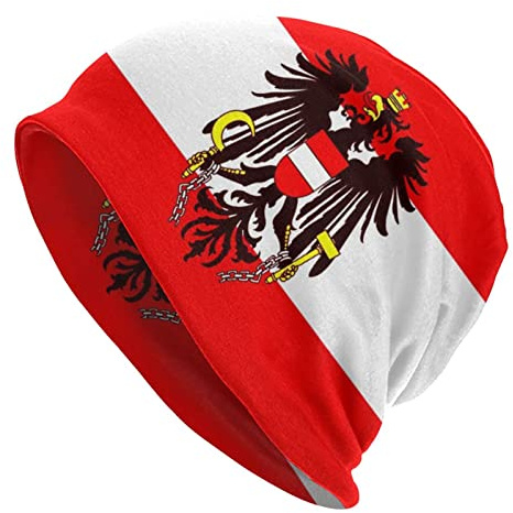 DJNGN Beanie-Mütze mit österreichischer Flagge, Totenkopf-Kappe, Strickmütze für Erwachsene, weiche Sturmhaube, Baggy-Mütze, Outdoor, für Herren und Damen