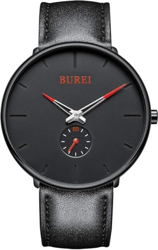 BUREI Vigor Rigger Ultradünne Herrenuhr, minimalistisches Design, Business-Casual-Uhr (red)
