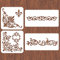 INFUNLY Lot de 4 pochoirs d'angle pour peinture de fleurs, bordure carrée, pochoir mural, grand motif de carreaux, pochoir réutilisable pour loisirs créatifs, tissu, sol