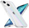 NALIA Klares Hartglas Case kompatibel mit iPhone 14 Hülle, Transparent Regenbogen Effekt Anti-Gelb Kratzfest Tempered Glass & Silikon Bumper, Holografisch Bunt Glänzende Handyhülle Durchsichtig Cover