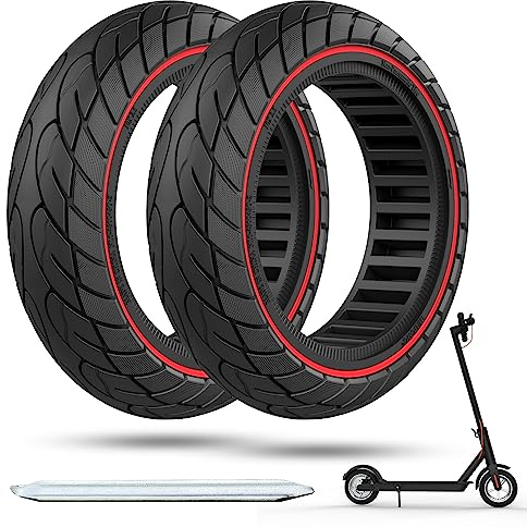 OUXI 10x2.5 Neumático Macizo, 10x2.5 60/70-6.5 Neumático de Goma de Recambio Para Scooter Ninebot Max G30P G30LP Rueda Delantera y Trasera Neumáticos de Recambio, Resistente a Pinchazos