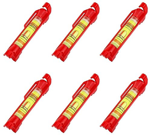 Lovelysp Wasserwaage zum Aufhängen, Mini-Seil, Wasserwaage, zum Messen von Bauhandwerken, Vermessungen, Ingenieurwesen (rot), 6 Stück