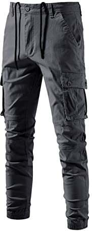 Pantalon Cargo Homme Vintage Casual Nouvelle avec Poche Cordon Couleur Uni Jogging Mode Sport Automne Hiver Pas Cher Marque Pantalon Randonnée Homme Extérieur Tactique Tenue Gris foncé XXL