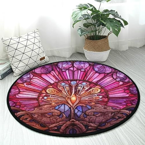 DNOVING Tappeto rotondo di alta qualità, 91 cm, design rosa antico, morbido, antiscivolo, ideale per cucina, soggiorno, camera da letto, lavabile e durevole