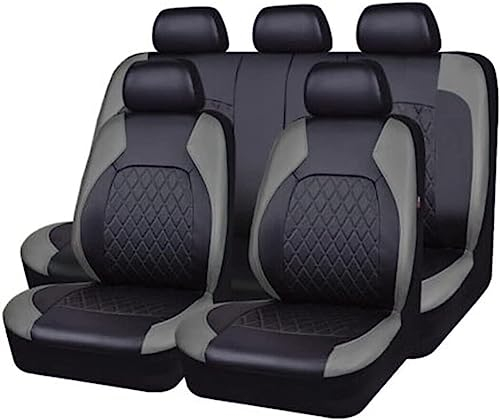 VINAUD 9 Stück Auto Schonbezug Set für Hyundai Kona/Encino 2018 2019 2020 2021 2022 2023 Leder Autositzbezüge Sitzschoner für Vordersitze und Rücksitze.,C-Grey