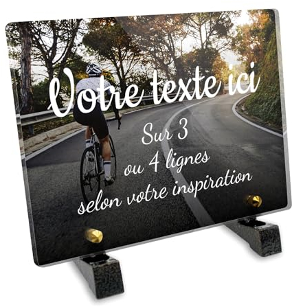Placa funeraria rectangular personalizable en plexi con diseño de bicicleta 02, diferentes tamaños, grosor 6mm, personalizado en varias líneas 20x15 cm