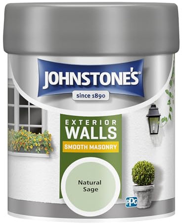 Johnstone's, Exterior Smooth Masonry Paint - Tester Pot, Natural Sage, Up to 15 Years Protection, Weather & Dirt Resistant, 12m2 Coverage Per Litre, Dry in 1-2 Hours, 225ml