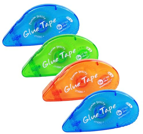 4Pcs Glue Tape, 8mm X 8M Adhesive Glue Roller Double Sided Tape Dispenser, Transparent Tape Pen for Scrapbooking, Crafting, Cards, Journal, Photo Album