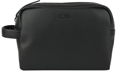 Police Pochette homme femme à la main en simili cuir, trousse de voyage souple, Grand noir, Grande, Trousse de toilette