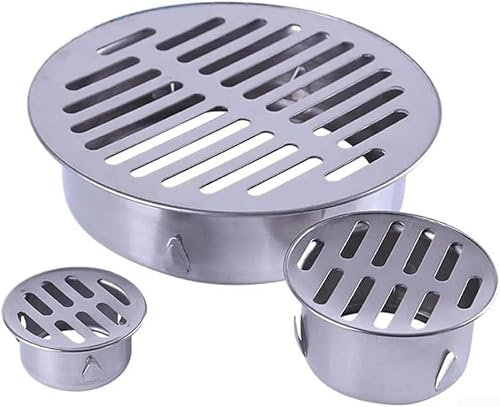 Bodenablauf aus Edelstahl, Duschablaufabdeckung für Garten, rund, Balkon, Entwässerung, Bodenablaufabdeckung, Küche, Garten, Badezimmer, Teile (Ø 110 mm)