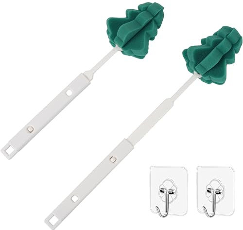 Foshine-Cleaning Brush Set with Adjustable Handles 2 Pieces, for Wine Glasses and Bottles 2 Pcs Traceless Hook