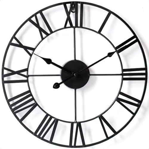 Goliving Wand-Uhr groß XXL - Küchenuhr geräuschlos - Wall Clock Industrial Design - Badezimmer-Uhr batteriebetrieben - Wanduhr römische Ziffern - 70 cm Durchmesser
