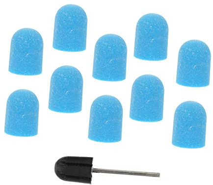 Gogogmee 10pcs Sanding Caps Nail Art Polishing Set with Replacement Grinding Head Manicure Tool for Cuticle Care and Nail Cleaning and Heat Resistant Design