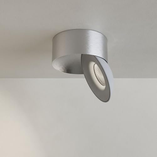 s.luce Santa Neo LED-Deckenstrahler schwenkbar dimmbar Deckenlampe Deckenleuchte, Farbe:Aluminium/Weiß, Lichtfarbe:Neutralweiß (4000K)