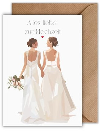 WBdesignz Queer Hochzeitskarte mit Umschlag - Stilvolle Glückwunschkarte zur Trauung für Frauen Schöne Geschenkkarte zur Hochzeitsfeier Brautpaar Liebe Verlobung LGBTQ+ (DIN A6)