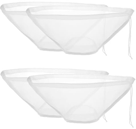 Cheese Cloths Bags, 4 Pieces Bowl-Shaped Nylon Nut Milk Bag Reusable Filter Cloth Cold Brew Bag Fine Mesh Cheese Cloth Strainer Bag for Almond Milk Tea Juice Greek Yogurt Grape Wine Straining
