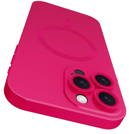VCGFJD Magnetic for iPhone 16 Pro Max Case with Camera Lens Protector [Compatible with Magnetic], Matte Metallic Lustre Slim Soft TPU Bumper Shockproof Phone Case for iPhone 16 Pro Max 6.9 - Hot Pink
