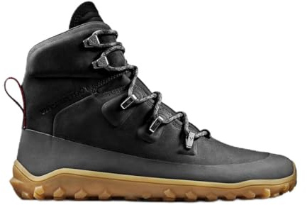 VIVOBAREFOOT Tracker Leather AT Mens Barefoot Hiking Boots | Waterproof, Lightweight & Puncture Resistant | All Weather & Terrains | Wide Fit Grounding Shoes | Obsidian