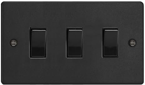 Varilight 3-Gang 10A 1- or 2-Way Rocker Switch (Twin Plate) Matt Black