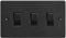 Varilight 3-Gang 10A 1- or 2-Way Rocker Switch (Twin Plate) Matt Black
