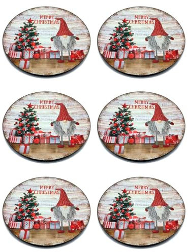 Acan Tradineur - Pack de 6 bajoplatos redondos reutilizables de plástico, plato llano decorativo, bandeja para presentación de dulces, Navidad, turrón, pasteles (Duende - Ø 33 cm)