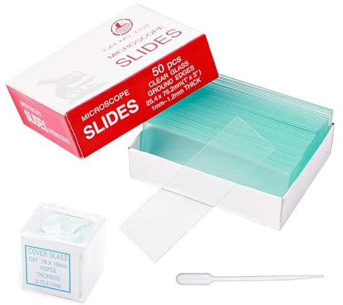 50 Stück Mikroskop Objektträger 76x26mm und 100 Stück Deckgläser 18x18mm Microscope Slides Mikroskop Zubehör für Labor Biologie Wissenschaft Studium mit tropfern