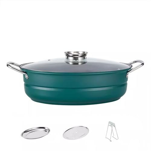 Steamer Pan Household Steamer Pan Cooker Universal Pan Steamer Cooking (Green 41cm)