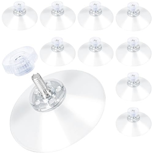 luckaide Saugnapf mit Gewinde, 10 Stück Saugnäpfe für Fenster, Ø40mm Saugnapf Fenster (Starke Haftkraft) mit transparenter Rändelmutter, Saugknöpfen, Saugnapf Schraubbar Ssuction Cup