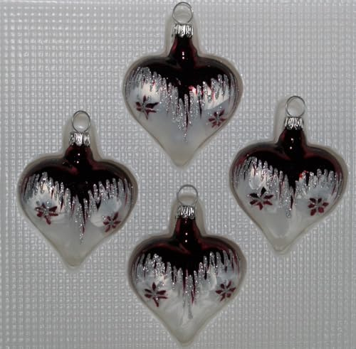 Modern Art kleines Herz 4er Set Christbaumschmuck
