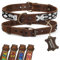 ALTEZAR Lederhalsband Hund - Doppelt Tribal Bestickt Schwarz/Weiß Braun - Hochwertig verarbeitetes Hundehalsband Leder - Handgemacht in Mexiko - Größe XL Halsband Hund für große Hunde Leder breit
