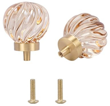 HO2NLE 2 Pièces Poignées et Boutons de Meubles en Cristal Forme de Ballon Champagne Boutons de Tiroir pour Commodes Placards de Cuisine, Salle, Bain