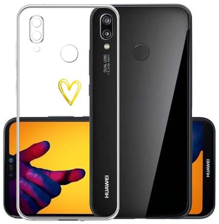 Demnkun Handyhülle für Huawei P20 Lite Hülle Durchsichtig, Dünne Weiche TPU Silikon Transparent Huawei P20 Lite Schutzhülle mit Liebe Herz, Nie Vergilbung Kratzfest Klar Cover case