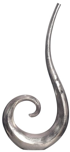 WOHNLING Deko Vase 100 cm Aluminium Silber Spirale Blumenvase Modern Groß, Dekovase Extravagant für Blumen, XXL Alu Bodenvase Metall Wohndeko Handgefertigt