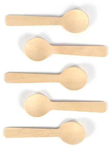 Cryfokt 100 Stück Taster, Umweltfreundliche Einweg-Holzlöffel für Dessert, Eis, Joghurt