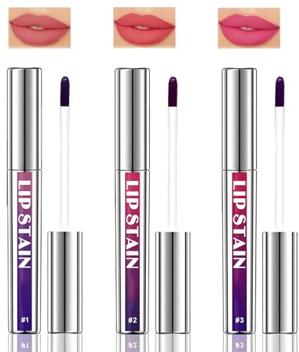 3PCS Matte Peel Off Lip Stain Set, Highly Pigmented Long Lasting Lip Tint | Non-Stick Liquid Lipstick and Liner for Vibrant Color, Waterproof, Smudge-Proof