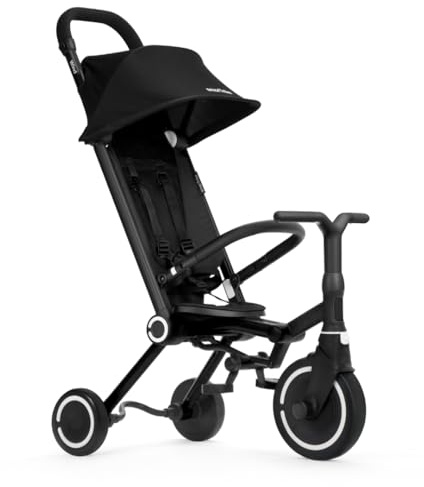 smarTrike Wind Faltbares Dreirad & Buggy (9 Monate – 3 Jahre) – Kompaktes Reisedreirad, Carry-on Zugelassen, Patentierte Einhandlenkung, Leicht mit Stoßdämpfern – Schwarz