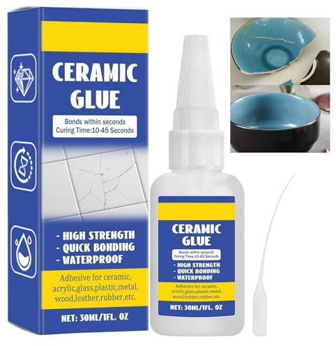 30ml Ceramic Glue Repair for Pottery and Porcelain,Porcelain Repair Kit with Tile Glue,Heat-Resistant Ceramic Gl-ue Repair,Instant Ce-ramic Su/per Gl-ue,for Ce-ramic, Dishes,Tiles,Diy Crafts and More
