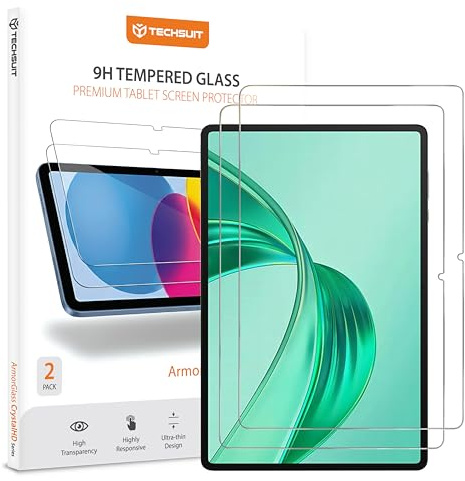 Techsuit Displayschutzfolie 2er Pack für Honor Pad X8a, Oppo Pad 2022, Xiaomi Pad 6, Xiaomi Pad 6 Pro Gehärtetes Glas mit 9H Härte, HD Klarheit, Stoßschutz, ArmorGlass CrystalHD