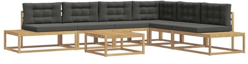 vidaXL Outdoor-Sofagarnitur mit Kissen Weiß 79 x 79 x 37 cm Polyester, Garten und Terrasse, modernes Akazienholzsofa, wetterfestes Outdoor-Möbel, Coole Lounge-Sitzgruppe