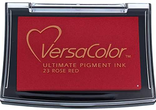 Tsukineko VersaColor Stempelkissen - Rot, Rose Red - Groß - Deckend, Wasserbasis - Wasserfest - Embossing