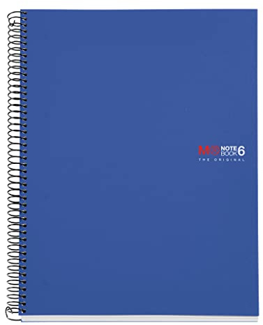 Miquelrius - A4 kariertes Notizbuch 5 mm, 150 Blatt mit 6 Farbbändern, extraopakes 70 g/m² Papier, robuste Polypropylenumschläge mit 4 Lochungen, Notebook The Originals, Blau
