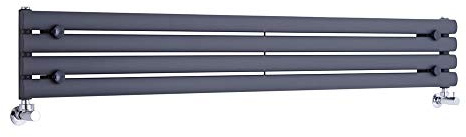 MILANO Anthracite Horizontal Single Oval Panel Radiator 236 x 1600mm