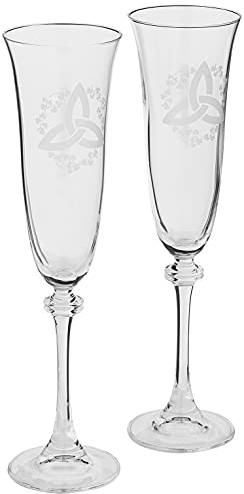 Galway Crystal Trinity Knot Shamrock Liberty Flute (1 Pair), Clear