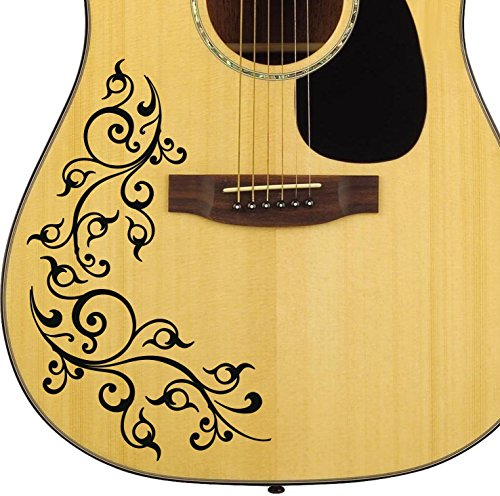 StickerBorough Akustikgitarre - Blumen-Wirbel-Aufkleber für Gitarre